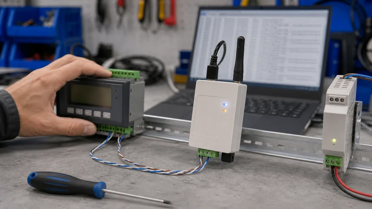 ZigBee serial converter commissioning on an RS485 bench